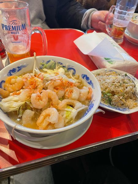 「海老ちゃんタン麺半チャーハンセット」@恵比寿大龍軒の写真