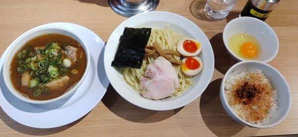 「特製つけ麺、玉子かけごはん」@中華そば やなぎやの写真