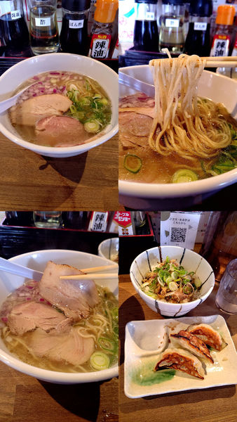 「『貝出汁らーめん 塩+Cセット(¥850+350)』」@大餃列の写真