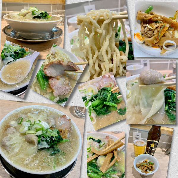 「ワンタンメン（塩)1150円＋ビール」@桜上水 船越の写真