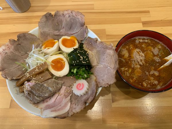 「魚介豚骨つけ麺1.5玉(味玉ﾁｬｰｼｭｰ)」@らぁ麺 友膳堂の写真