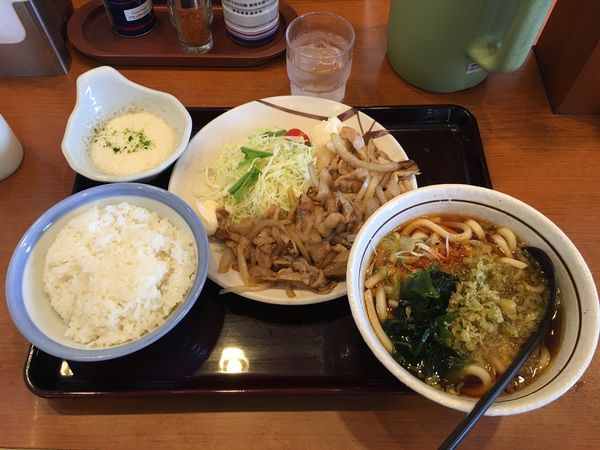 「生姜焼き定食うどんセット」@山田うどん食堂 智光山公園店の写真