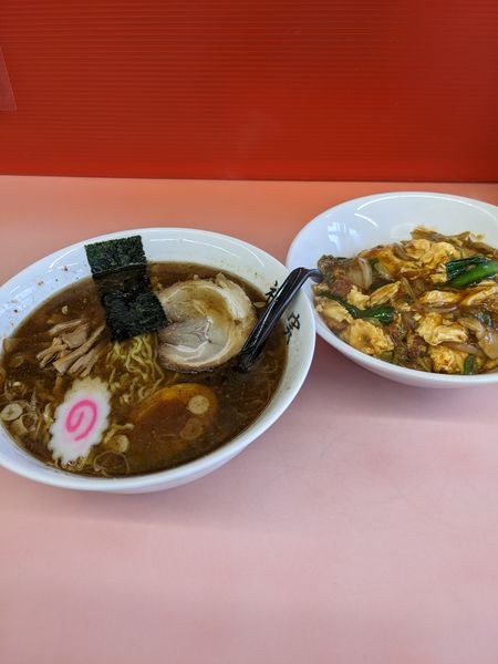 「Bセット(正油ラーメン+半肉玉子丼)」@福実 本店の写真