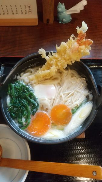 「鍋焼き（海老天）1050円」@久松うどん はなしょうの写真