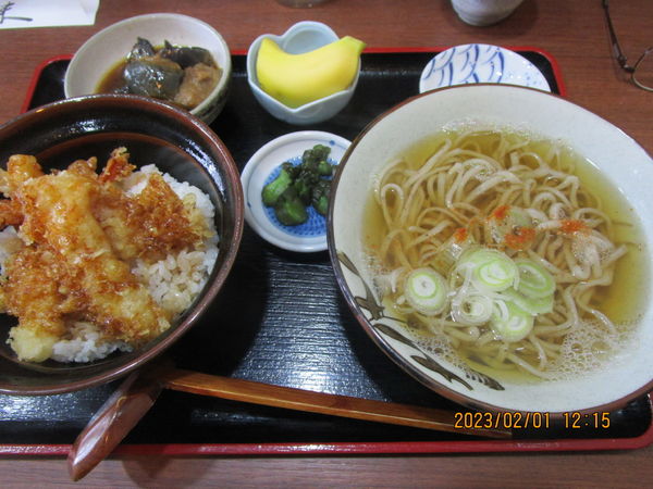 「天丼・温そばセット 1000円」@そば処 初味の写真