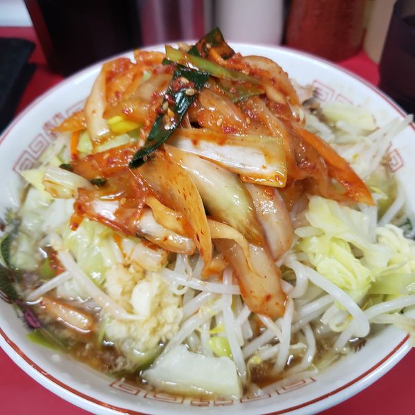 「小、スーパーキムチ、ヤサイニンニク」@ラーメン二郎 湘南藤沢店の写真