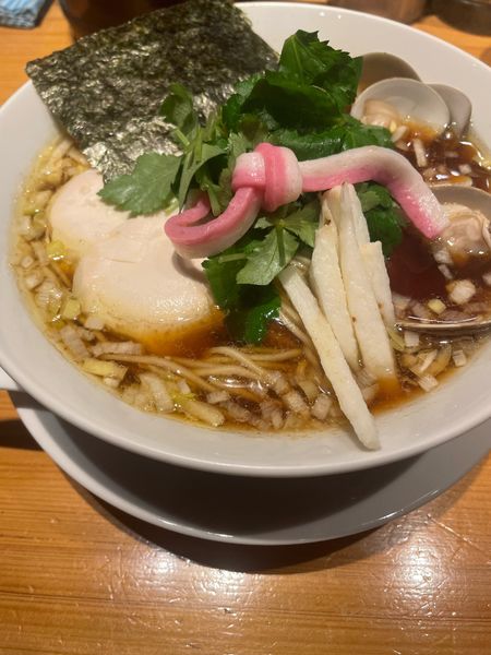 「鶏・煮干し・蛤のトリプルSOBA」@Ginza Noodles むぎとオリーブの写真