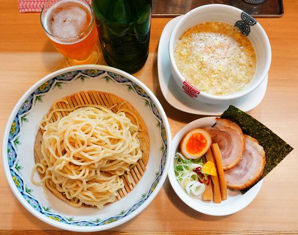 「粟国の塩つけそば＋RAMPoW＋ビール（中びん）」@中華そば 多賀野の写真