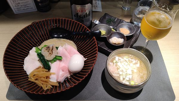 「特製帆立の昆布水つけ麺白(塩)¥1400+瓶ビール¥550-」@Tokyo Style Noodle ほたて日和の写真