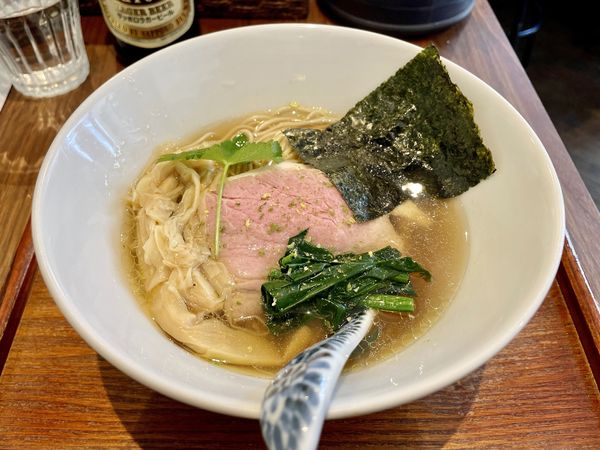 「サッポロ赤星＋日本酒八海山＋鴨胸肉→ Ramen 山椒白醤油」@メンドコロ Kinariの写真