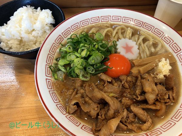 「元祖肉玉そば(980円)ニンニク、ごはん小(150円)」@元祖 肉玉そば越智 越谷店の写真