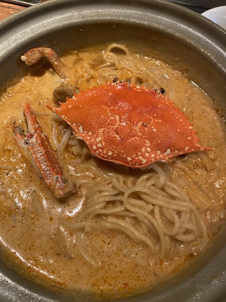 「渡り蟹の濃厚味噌らーめん+排骨 1250+450」@新潟 三宝亭東京ラボ 中目黒店の写真