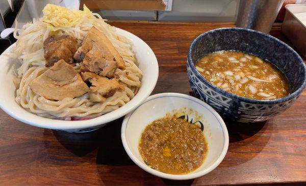 「つけ雷 野菜 特+カレー挽肉」@雷 北松戸本店の写真