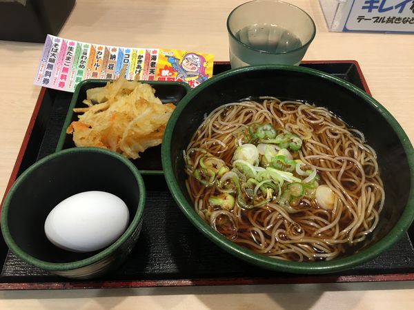 「朝そば生卵」@ゆで太郎 門前仲町店の写真