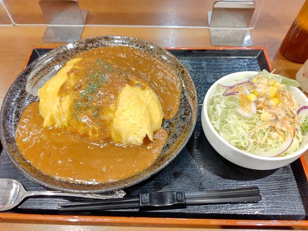 「オムカレー(並盛)880円」@田舎料理しおんの写真
