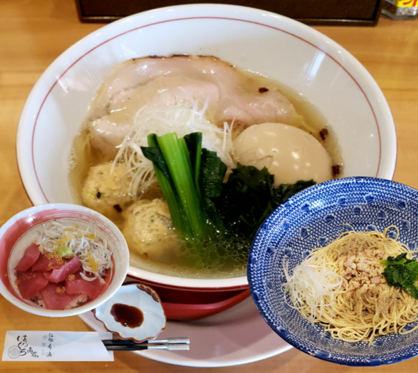 「味玉煮干しそば塩 本日の日替わり丼 和え玉」@原口商店の写真