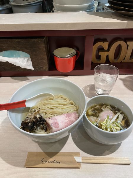 「黒舞茸と近江黒鶏の昆布水つけ麺　黒舞茸焼き」@柳麺 呉田-goden-の写真