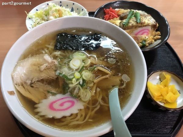 「Aセット佐野ラーメン&カツ丼 (980円)」@きらくの写真
