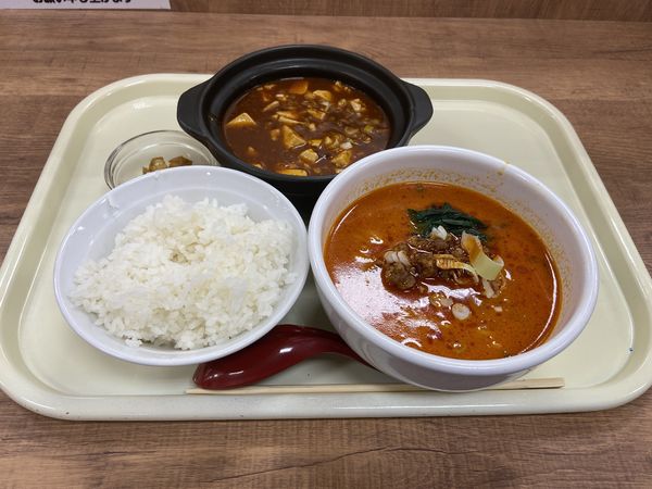 「麻婆豆腐定食セット半坦々麺(1078円)」@創造中華 華星 イオンスタイル成田店の写真