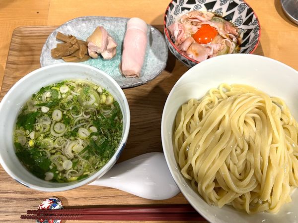 「塩つけそば＋TKG」@らーめん亭 ひなり竜王の写真