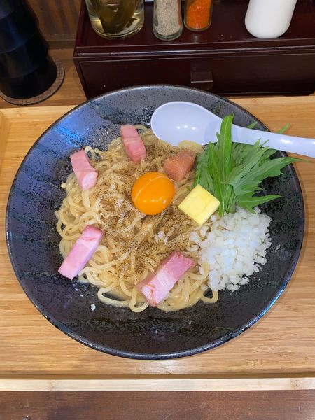 「濃厚鶏白湯の明太カルボまぜそば大盛¥1,300円(期間限定)」@らぁめん 麺彩家の写真