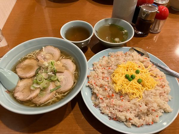 「叉焼麺＋炒飯」@香華園 古府支店の写真