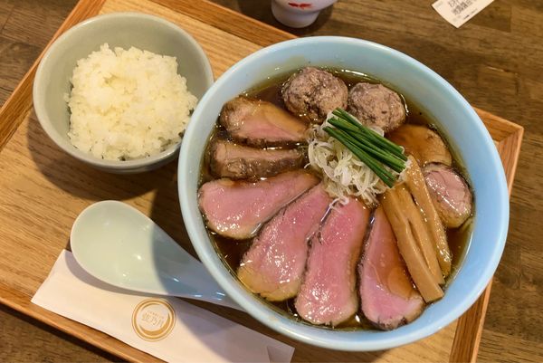 「近江鴨の肉そば & 白飯小」@自家製麺と定食 弦乃月の写真