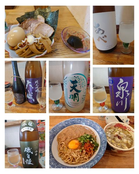 「季節限定 牡蠣味噌かまたまつけそば＋ +特製＋日本酒×5」@中華そば専門 とんちぼの写真