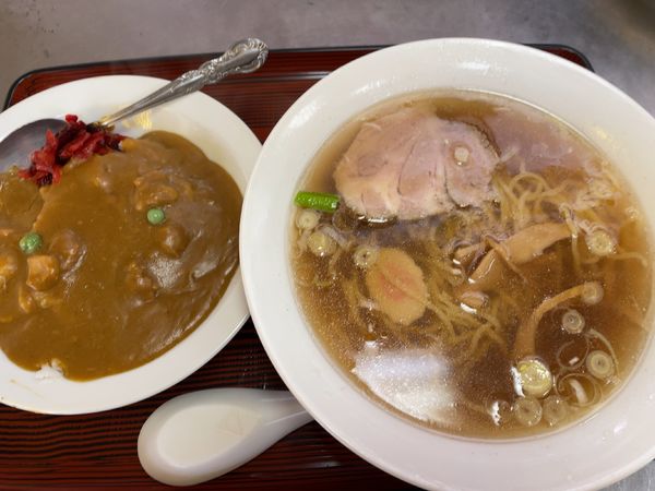 「カレーラーメンセット830円」@まんさく食堂の写真