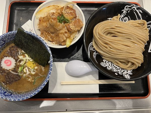 「濃厚つけ麺中1020円+焼豚ごはん400円」@松戸富田麺絆の写真
