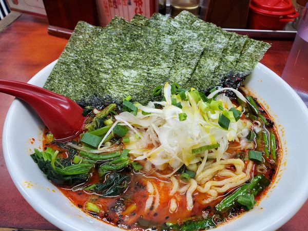 「味噌ドラごんラーメン８００円辛さ上級+海苔１２０円」@らーめん ドラごんちの写真