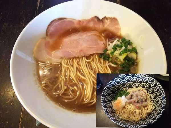 「【限定】銀鱗煮干蕎麦＋鰊の切り込みの和え玉　950＋500円」@煮干結社 弘前店の写真