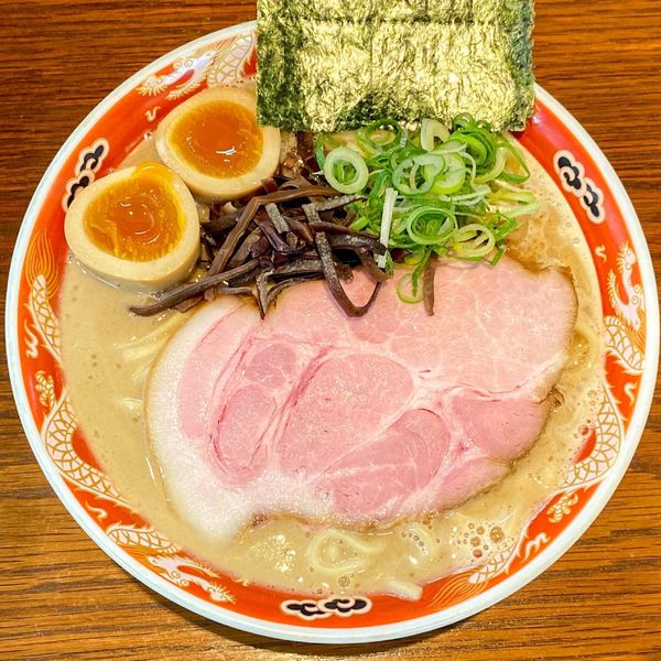 「濃厚ラーメン（太麺・大盛）¥850 味玉 ¥120」@ラーメンかなやの写真