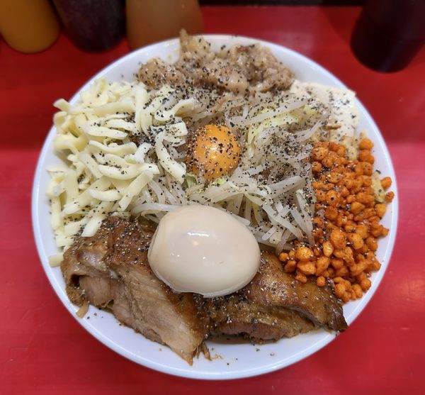 「（限定）汁なし+豚玉」@鷹の目 大宮店の写真