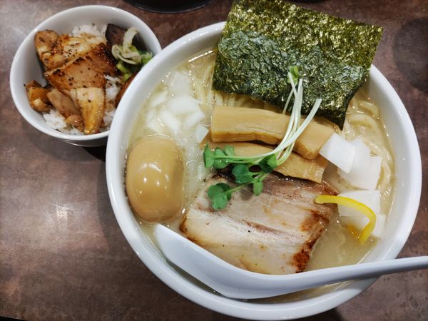 「濃厚ホタテそば(中盛)·味玉·チャーシュードン」@NOODLE VOICEの写真