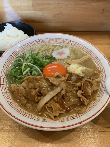 「元祖肉玉そば（ニンニク有）＋ライス（小）」@元祖 肉玉そば越智 越谷店の写真