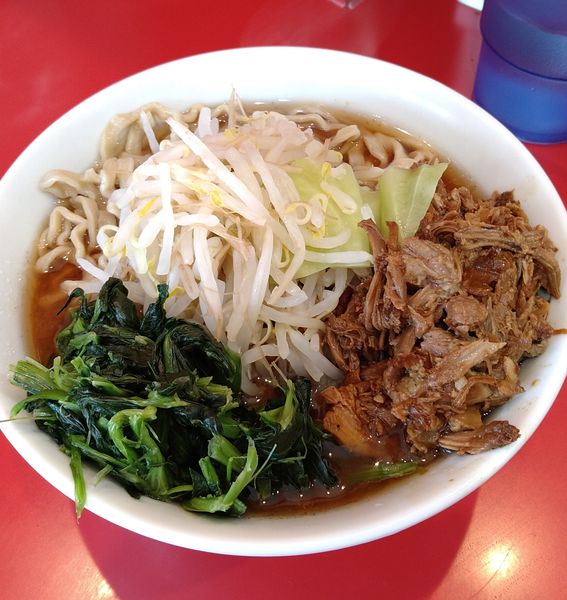 「らーめんミニ+ほうれん草､ほぐし豚」@麺屋 桐龍 久喜店の写真