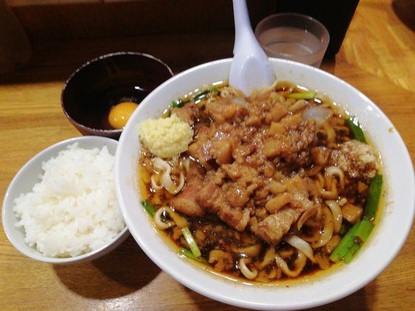 「スタ満ソバ¥900 ぽん玉¥60 小ライス¥60」@元祖スタミナ満点らーめんすず鬼 赤坂店の写真