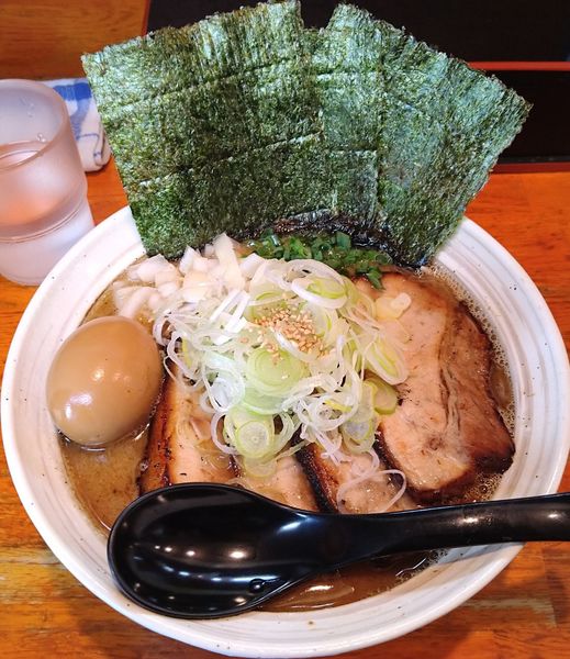 「特製中華そば（大盛り）+ネギ」@鵜の木堂の写真