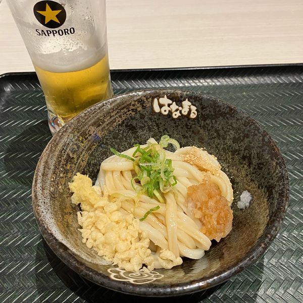 「おろししょうゆ270円ビール550円」@はなまるうどん ミスターマックス新習志野店の写真