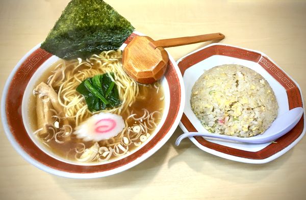 「Aセット[中華、半ﾁｬｰﾊﾝ](1,000¥)」@中華そば 浜田屋 平須店の写真