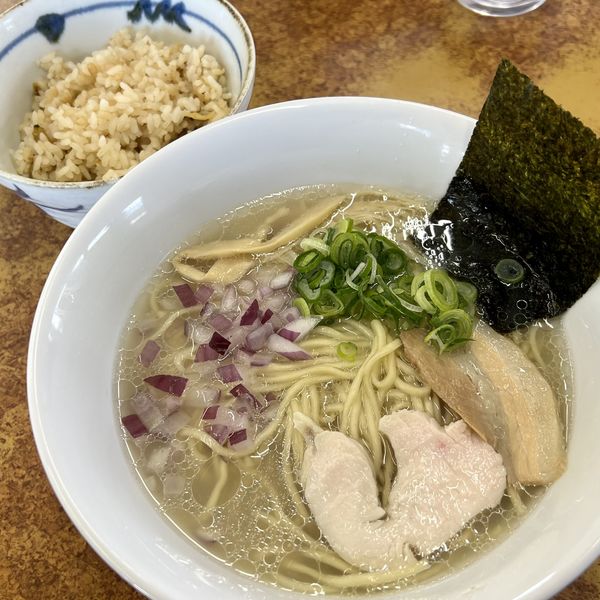 「【20食限定】はまぐり中華そば 塩＋あさりの炊き込みごはん」@中華そば 麺屋 来陣の写真