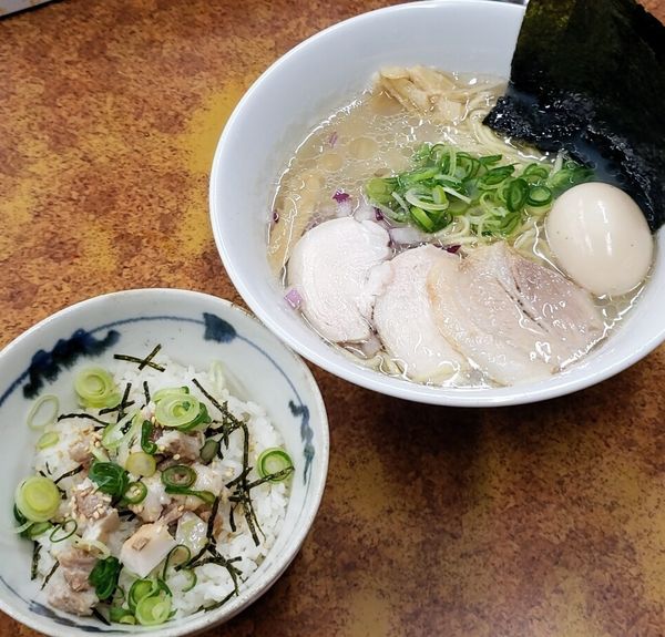 「特製はまぐり中華そば（塩）1250円＋チャーシュー丼250円」@中華そば 麺屋 来陣の写真