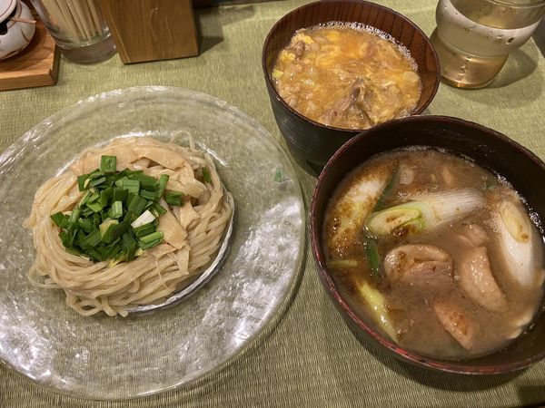 「鴨汁つけそば+鴨親子丼 990+290」@らーめん 鴨to葱の写真