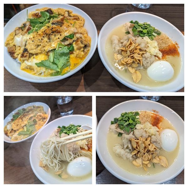 「【限定】国産牛もつのソバ味噌仕立て＋国産鰻のうな玉セット」@Noodle&Spice curry 今日の1番の写真