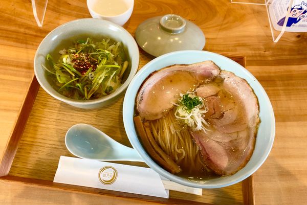 「醤油そば月光 & ねぎ飯」@自家製麺と定食 弦乃月の写真