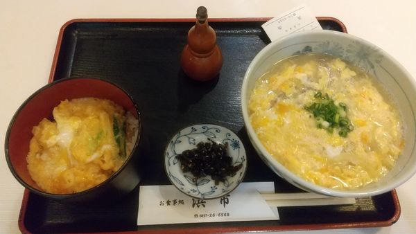 「麺セット（玉子そば、ミニ玉子丼）600円」@浜市の写真
