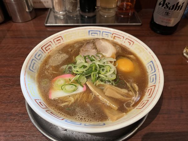 「アサヒスーパードライ瓶ビール　月見そば」@紀州和歌山ラーメン まっち棒 溝の口店の写真