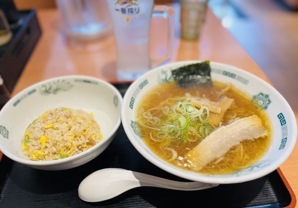 「醤油・半チャンセット（固め￥660）他」@日高屋 蔵前駅前店の写真