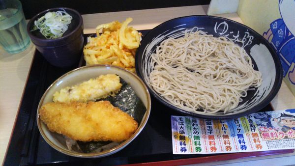 「ミニのり弁セット、かきあげ（クーポン）」@ゆで太郎 谷田部店の写真